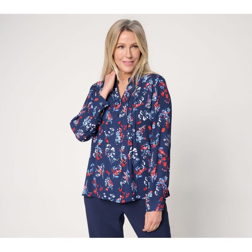 Liberare Women's Top Sz M Make Your Selection: Joan Rivers Pintuck Blue A723840